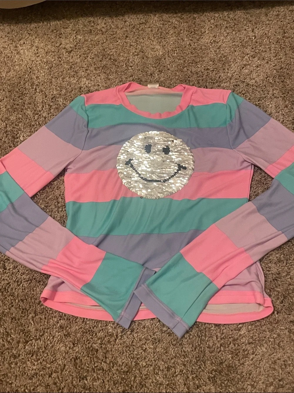 OshKosh B'gosh Pink, Aqua & Lavender Colorblock Sequin Smile Swim Set. Girls 10